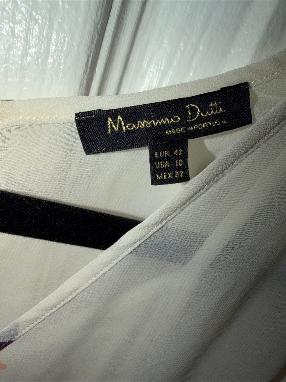 Massimo Dutti Cream Sheer Blouse with Pink and Yellow Rose Print - Picture 2 of 3